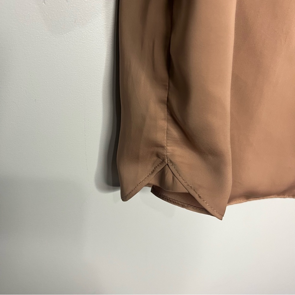 L’Academie Cadet Blazer Buttoned Long Sleeve Mini Dress in Brown Satin, size S - Picture 9 of 15